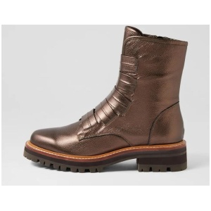 Fargo Choc Metallic Leather Ankle Boots