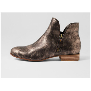 Faye Choc Metal Smudge Leather Ankle Boots