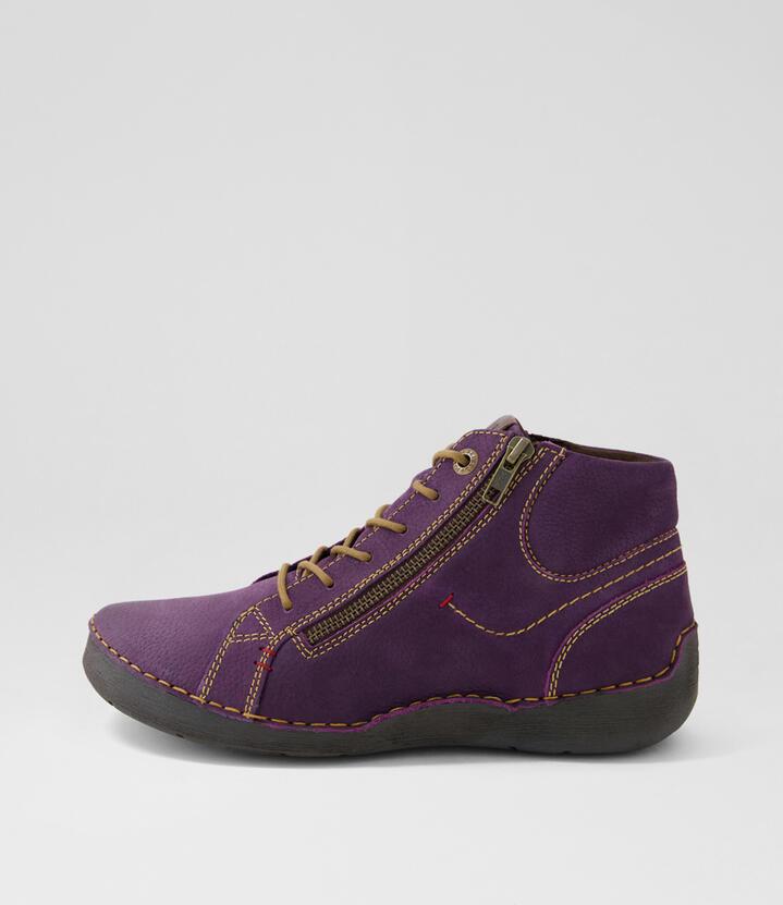 Fergey 67 Purple Leather Ankle Boots
