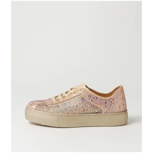 Flip Old Gold Shimmer Leather Mesh Sneakers