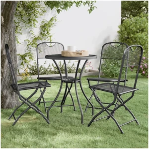 Folding Garden Chairs 4 pcs Expanded Metal Mesh Anthracite