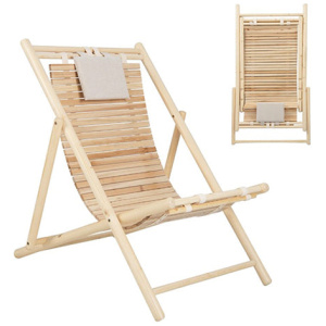 Folding Outdoor Adjustable Sling Chair With Cushioned Headrest