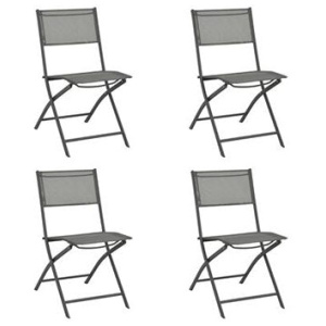 Folding Outdoor Chairs 4 Pcs Grey Steel And Textilene