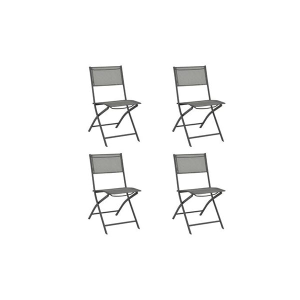 Folding Outdoor Chairs 4 Pcs Grey Steel And Textilene