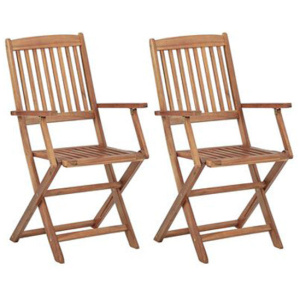 Folding Outdoor Chairs With Armrest 2 Pcs Solid Acacia Wood