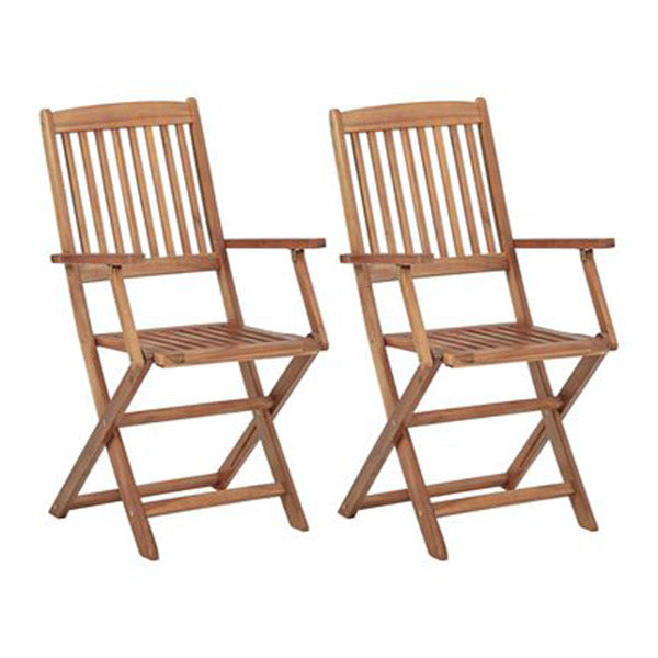 Folding Outdoor Chairs With Armrest 2 Pcs Solid Acacia Wood