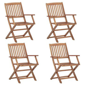 Folding Outdoor Chairs With Armrest 4 Pcs Solid Acacia Wood