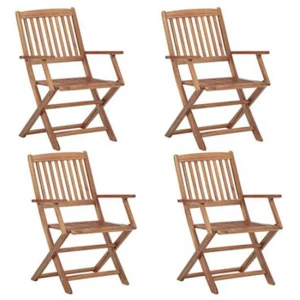 Folding Outdoor Chairs With Armrest 4 Pcs Solid Acacia Wood