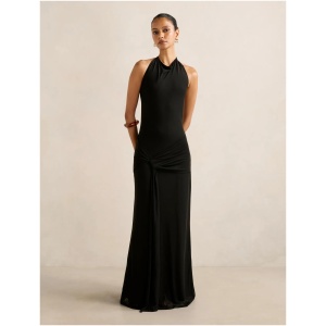 Forever New Women's Abby Petite Halter Mesh Maxi Dress in Black