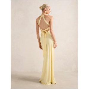 Forever New Women's Audrey Satin Backless Maxi Dress in Soft Yellow