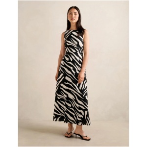 Forever New Women's Elara Open Back Linen Midi Dress in Reya Abstract