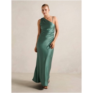 Forever New Women's Elle Asymmetric Satin Maxi Dress in Sage