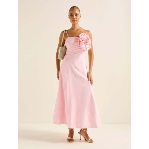 Forever New Women's Felicia Structured Flower Midi Dress in Soft Pink