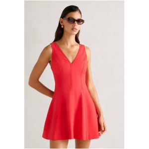 Forever New Women's Fran Fit & Flare Linen Mini Dress in Heirloom Tomato