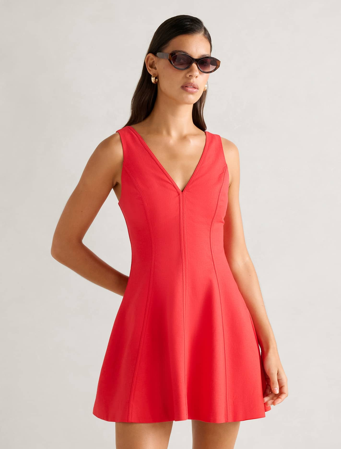 Forever New Women's Fran Fit & Flare Linen Mini Dress in Heirloom Tomato