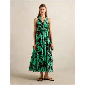 Forever New Women's Gabrielle Shirred Halter Midi Dress in Mint Corella