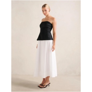 Forever New Women's Helena Strapless 2 in 1 Midi Dress in Black/White