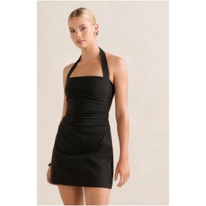 Forever New Women's Imogen Stretch Cotton Halter Mini Dress in Black