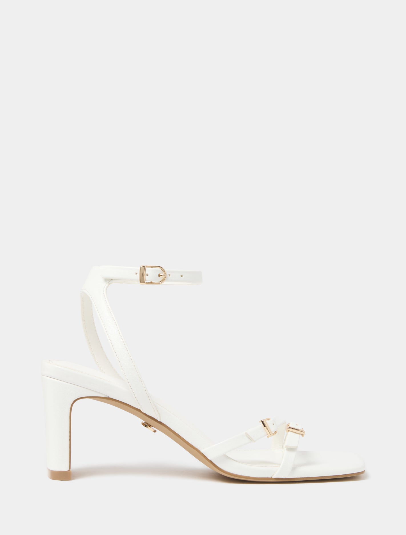 Forever New Women's Ines Asymmetrical Strapping Detail Sandal in White