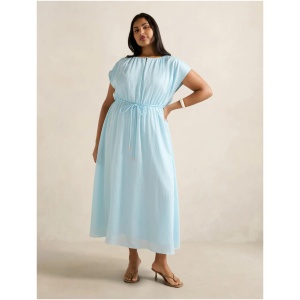Forever New Women's Kathleen Curve Tie Midi Dress in Soft Blue