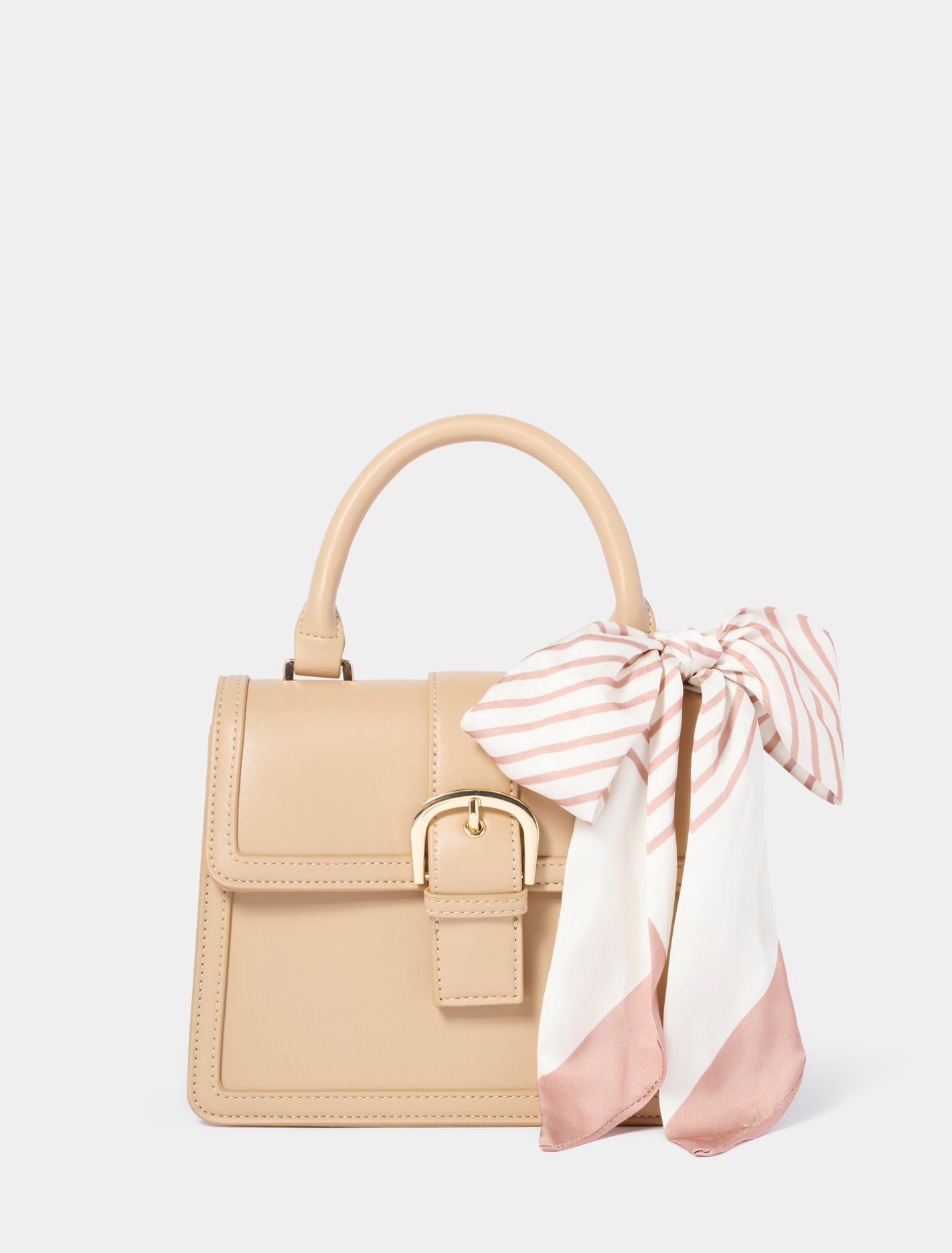 Forever New Women's Lily Buckle Top Handle Bag in Beige