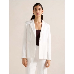 Forever New Women's Lucy Linen Blazer Jacket in Porcelain
