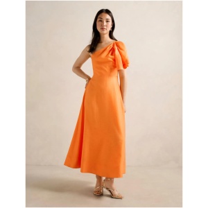 Forever New Women's Mattea One Shoulder Midi Dress in Flame Orange