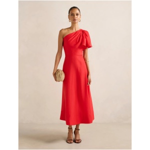 Forever New Women's Mattea Petite One Shoulder Midi Dress in Bright Red