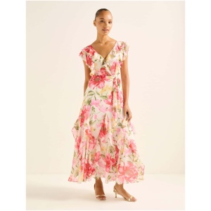 Forever New Women's Naya Ruffle Midi Dress in Red Lyell Floral
