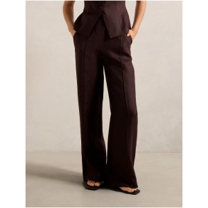 Forever New Women's Posey Linen Wide Leg Pants in Dark Chocolate