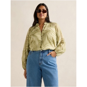 Forever New Women's Sabrina Curve Puff Sleeve Blouse Top in Tuxen Leaf