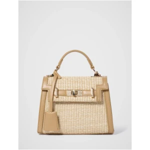 Forever New Women's Talia Woven Top Handle Bag in Camel/Natural