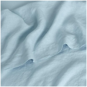 French Flax Linen Flat Sheet in Sky Blue, Single