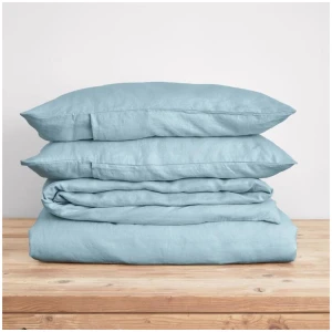 French Flax Linen Quilt Cover Set in Sky Blue, King