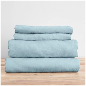 French Flax Linen Sheet Set in Sky Blue, King / 40cm