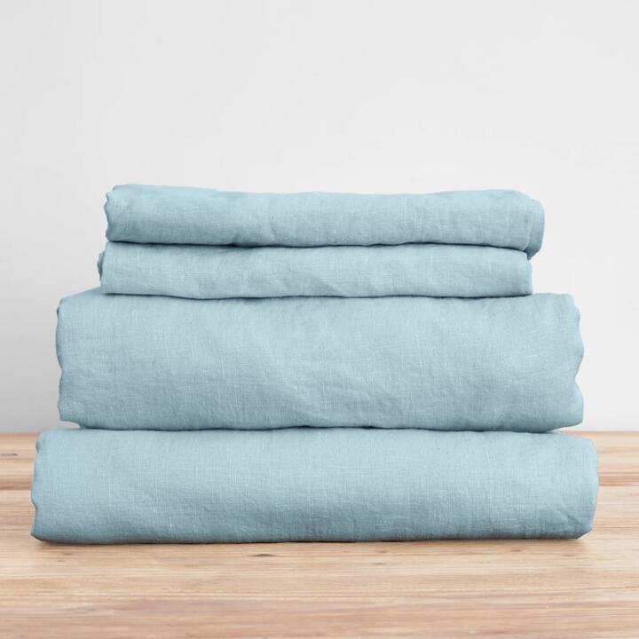 French Flax Linen Sheet Set in Sky Blue, King / 50cm