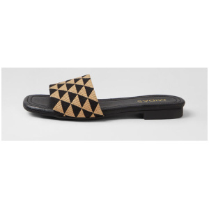 Gale Black Natural Fabric Slides