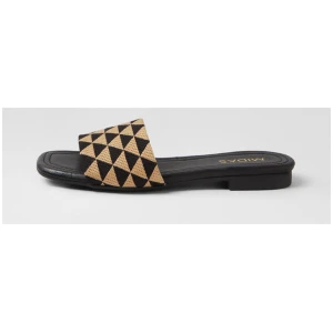 Gale Black Natural Fabric Slides