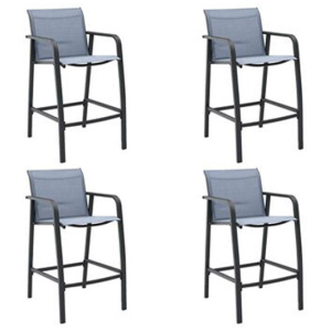 Garden Bar Chairs 4 Pcs Grey Textilene