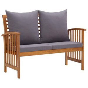 Garden Bench With Dark Grey Cushions 119 Cm Solid Acacia Wood