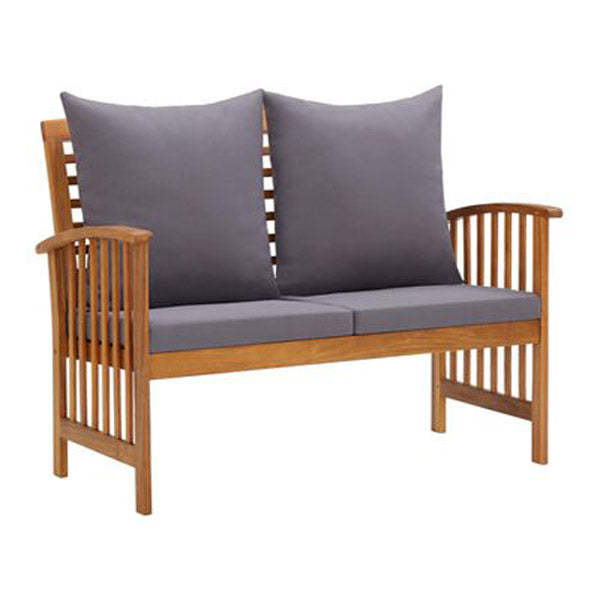 Garden Bench With Dark Grey Cushions 119 Cm Solid Acacia Wood