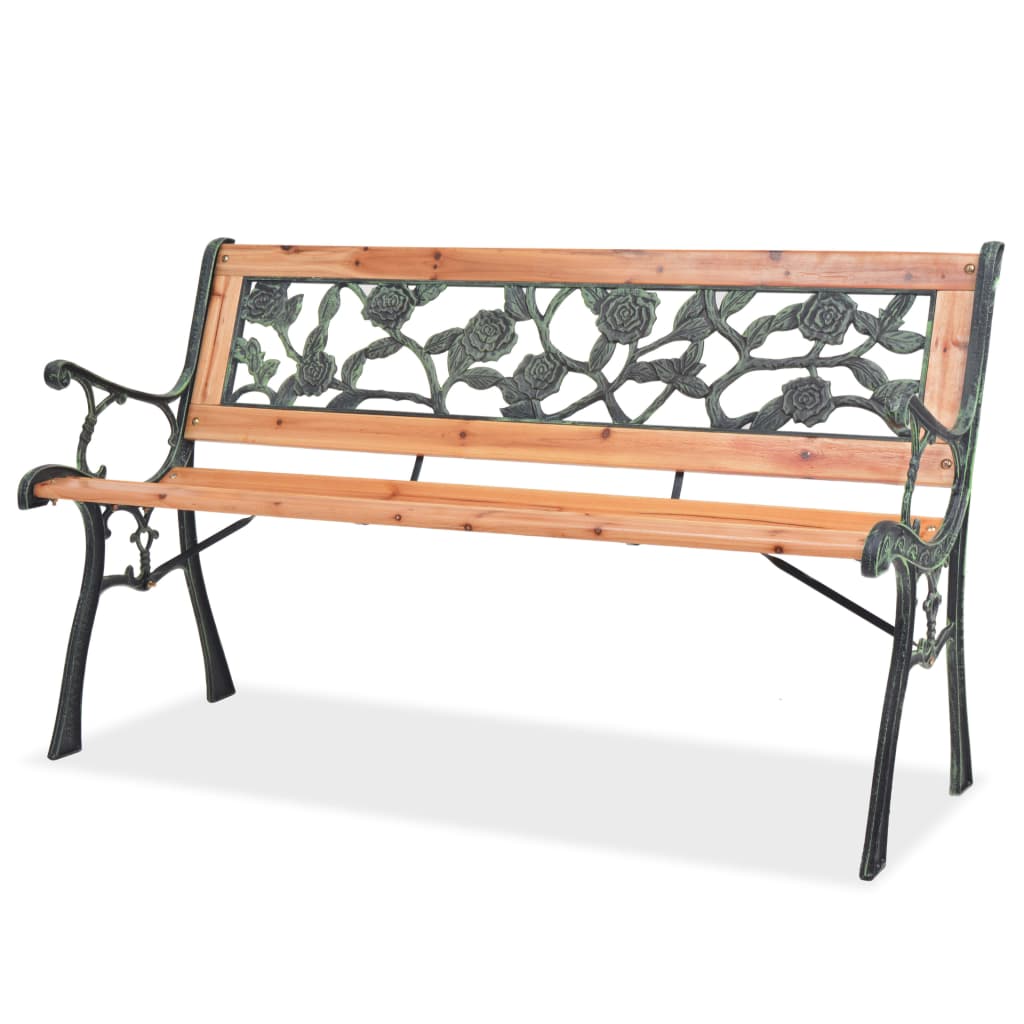 Garden Bench With Rose-Patterned Backrest