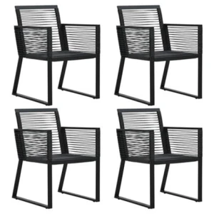 Garden Chairs 4 Pcs Rope Rattan Black