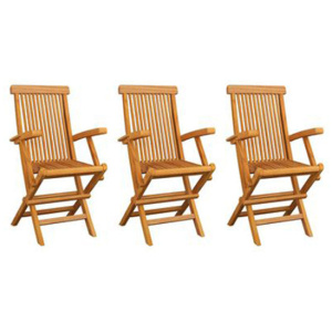Garden Chairs With Armrest 3 Pcs Solid Teak Wood