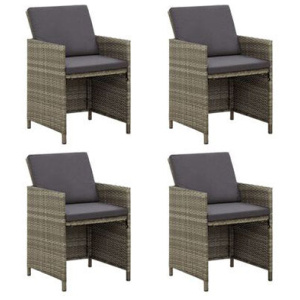Garden Chairs With Cushions 4 Pcs Poly Rattan Grey