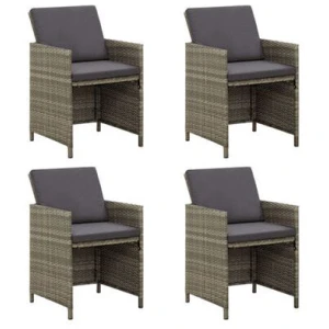 Garden Chairs With Cushions 4 Pcs Poly Rattan Grey