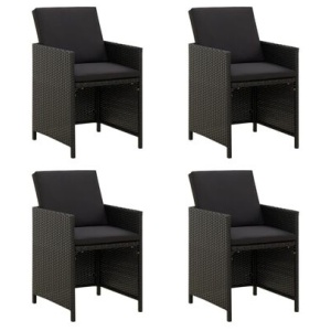 Garden Chairs With Cushions Poly Rattan Black 4 Pcs