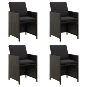 Garden Chairs With Cushions Poly Rattan Black 4 Pcs