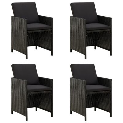 Garden Chairs With Cushions Poly Rattan Black 4 Pcs