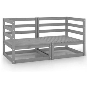 Garden Corner Sofas 2 Pcs Grey Solid Pinewood